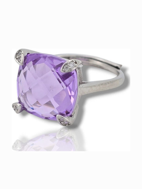 Mentzos Ring with Zircon made of Silver