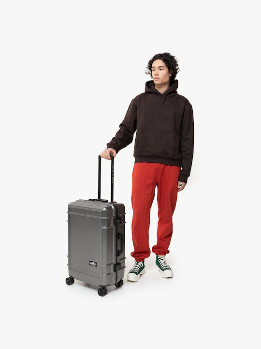 Eastpak Case M Μεσαία Βαλίτσα Ταξιδίου Σκληρή Brushed Metal με 4 Ρόδες Ύψους 68.5εκ.