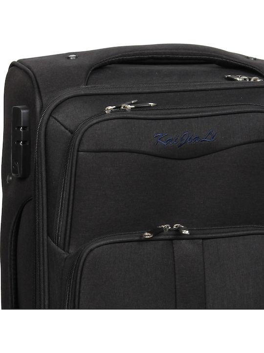Keskor Valiză de Călătorie Medie Din Material Textil Neagră Cu 4 Roți Înălțime 58 cm