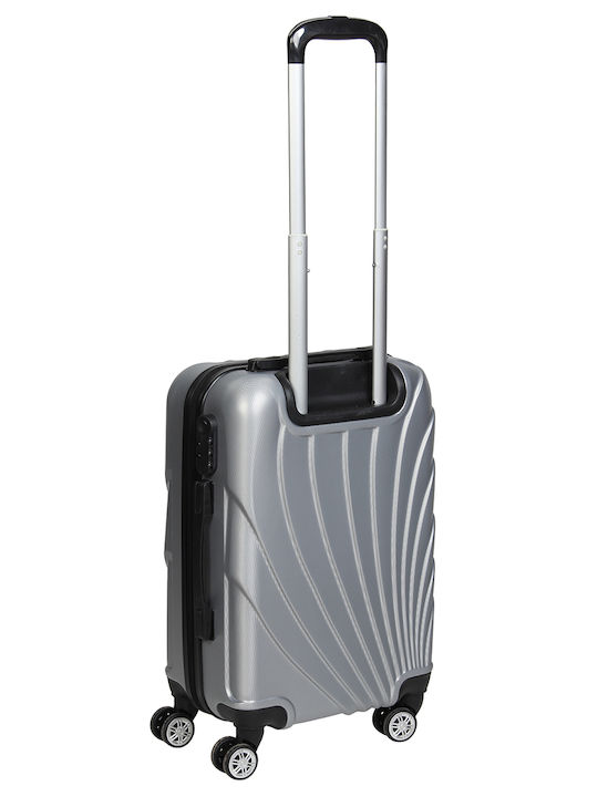 Keskor Cabin Hard Silver Suitcase with 4 Wheels Height 56cm