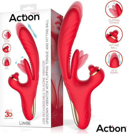 Action Vibe Δονητής Rabbit Κόκκινος