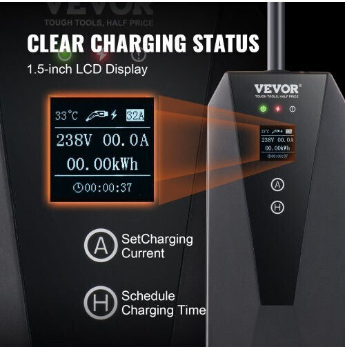 Vevor Portable Single Phase 3.7kW Charging Station with Built-in Cable Type 2 (EV-B06-EU003B)