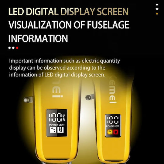 Kemei Professional Set Rechargeable Hair Clipper Yellow KM-8501