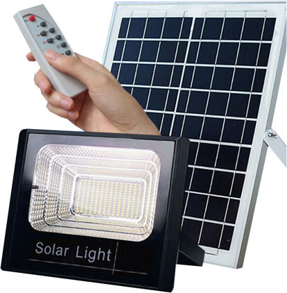 Jortan Waterproof Solar LED Floodlight 100W Cold White 6500K with Photocell and Remote Control IP66