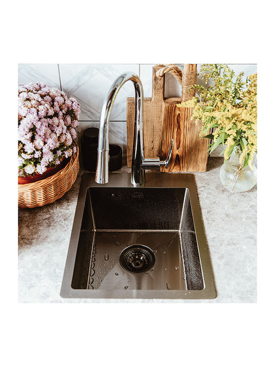Laveo Drop-In Sink Inox Brushed W37.5xD48cm Gray