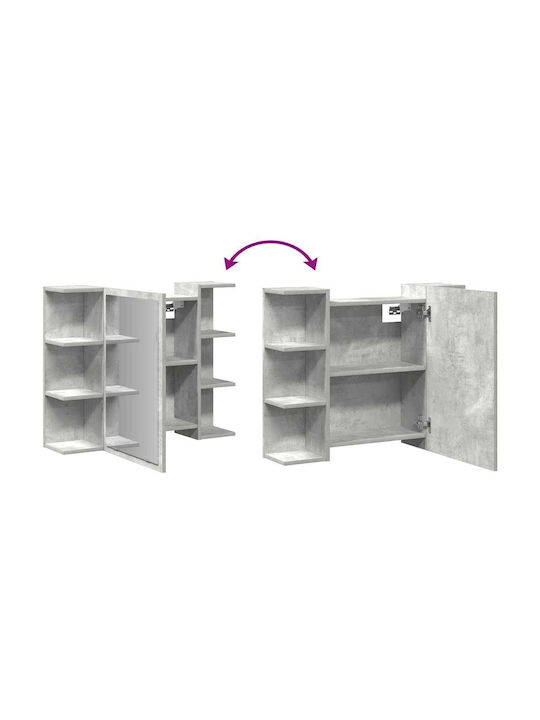 vidaXL Badezimmerspiegel aus Spanplatte mit Regal & Schrank 80x20.5cm Gray