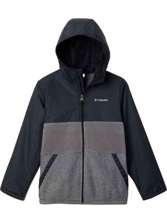 Παιδική Ζακέτα Fleece με Κουκούλα Black, Grey Steens