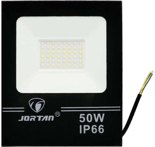 Jortan Στεγανός Προβολέας LED 50W Ψυχρό Λευκό 6500K IP66