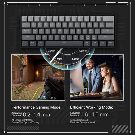 Redragon K617 FIZZ Gaming Tastatură Mecanică 60% cu Magnetic comutatoare și iluminare RGB (Engleză US)