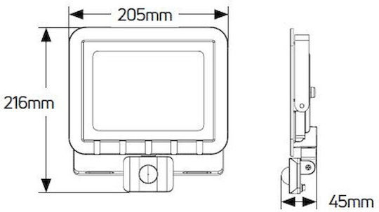 Geyer Waterproof LED Flood Light 50W Warm White 3000K With Motion Sensor IP44