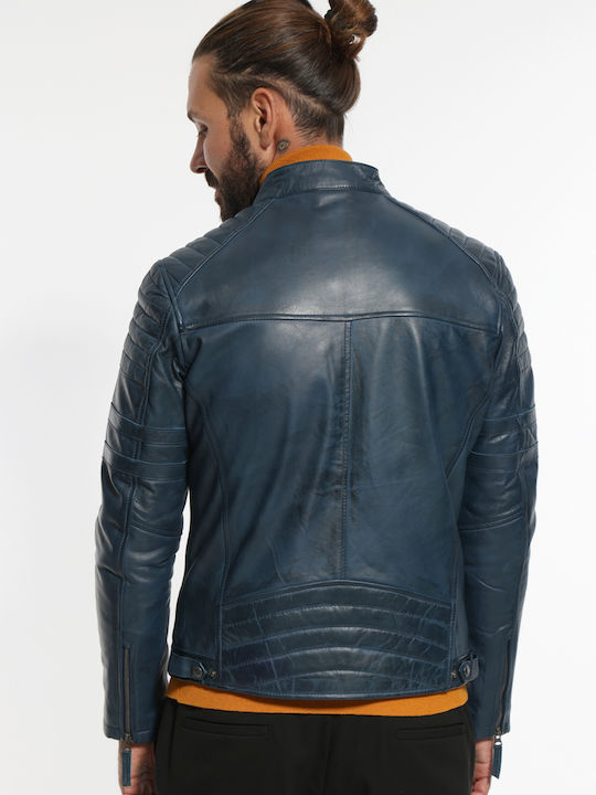 Newton Leather Biker Leather Jacket Dark blue