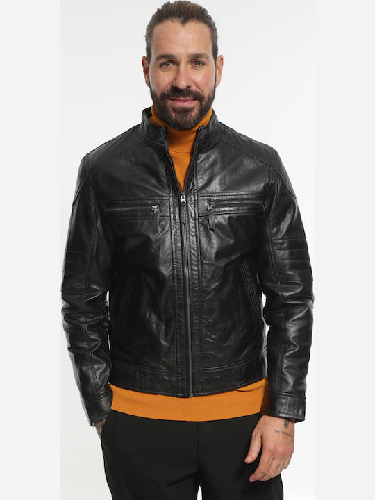 Δερμάτινο Μπουφάν Biker Μαύρο