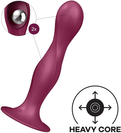 Satisfyer Double Ball-r Dildo mit Hoden und Saugnapf Rot 18cm