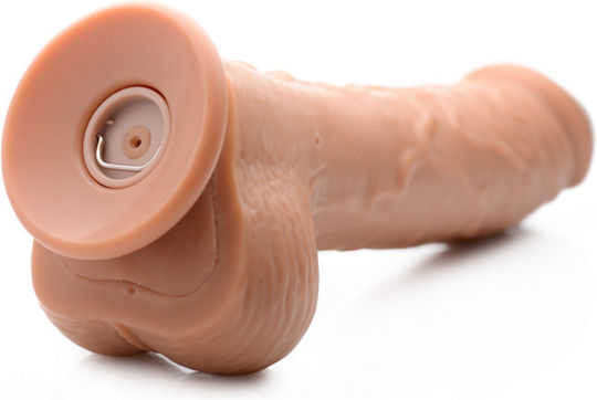 Loadz Glass Dildo with Balls, Suction Cup, and Ejaculating Capability Flesh 25.3cm