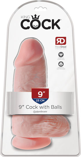 King Cock Chubby Реалистично дилдо с Топки и Вендуза Телесен 23см