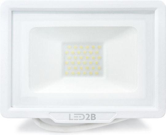 Premium Lux 2 Στεγανός Προβολέας LED 30W Ψυχρό Λευκό 6000K IP65
