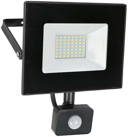 Lumax Στεγανός Προβολέας LED 50W Ψυχρό Λευκό 6000K με Αισθητήρα Κίνησης IP44