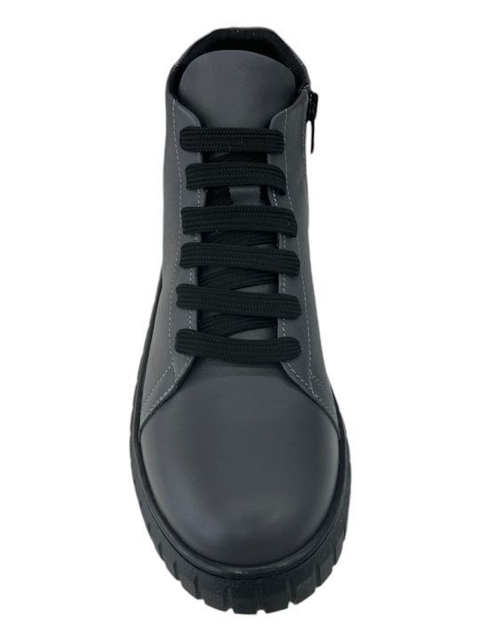 Leder Damen Stiefeletten Grau