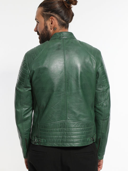 Leather Jacket Biker Green