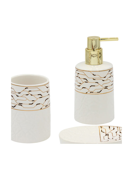 Keskor Set Accesorii Pentru Baie Ceramic Alb 4 Bucăți