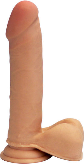 ToyJoy Get Real Dual Density Dildo with Balls Glass Dildo with Balls and Suction Cup Flesh 20cm