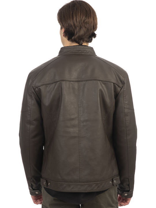 Faux Leather Jacket Dark Chocolate, Brown