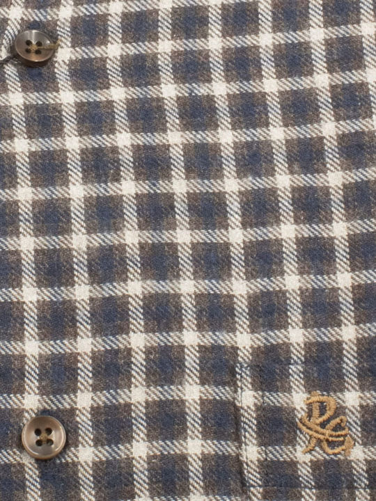 Langärmlig Flanell Hemd Geprüft Blue, Brown