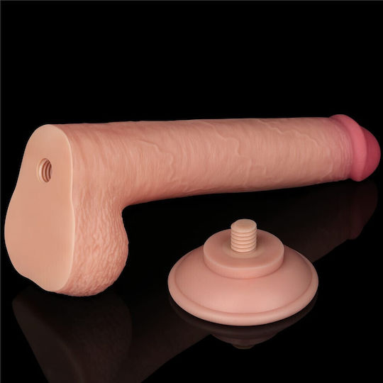 Lovetoy Dildo με Όρχεις και Βεντούζα Flesh 23cm