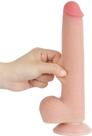 Lovetoy Dildo με Όρχεις και Βεντούζα Flesh 23cm