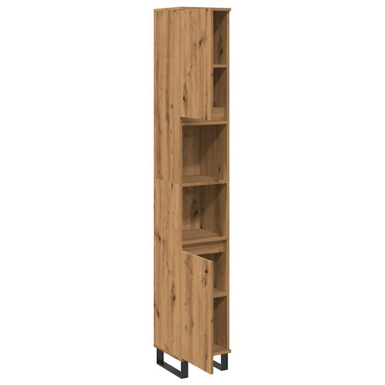 vidaXL Wall Hung Cabinet Bathroom Column Cabinet L30xD30xH190cm Oak