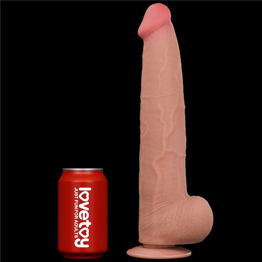 Lovetoy Dildo Dual Layer Sliding Dildo με Βεντούζα Flesh 36cm
