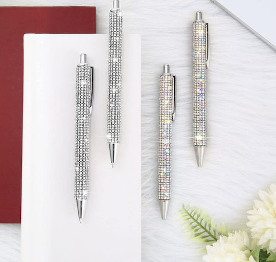 Σετ Στυλο Diamond Ασημι 4τμχ Μαυρο Μελανι 1.0mm