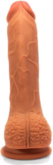 X-Men Dildo με Όρχεις και Βεντούζα Καφέ 22cm