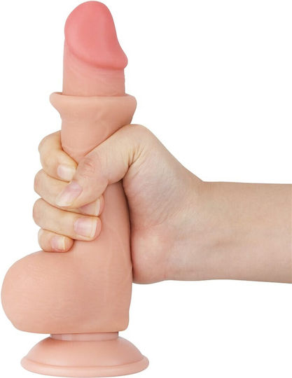 Lovetoy Dildo με Όρχεις και Βεντούζα Flesh 19cm