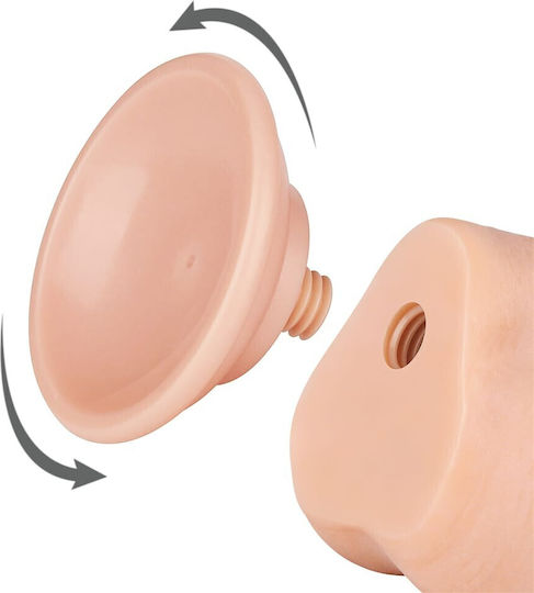 Lovetoy Dildo με Όρχεις και Βεντούζα Flesh 19cm