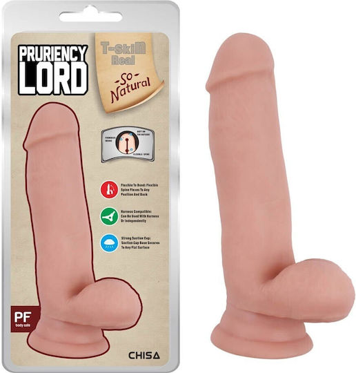 Chisa Novelties Pruriency Lord Glass Dildo with Balls and Suction Cup Flesh 17.5cm
