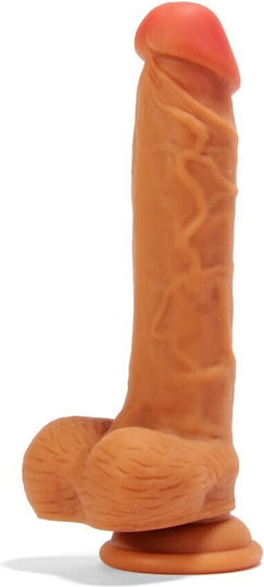 X-Men Dual Layered Dildo Ρεαλιστικό Dildo με Όρχεις και Βεντούζα Brown 21cm