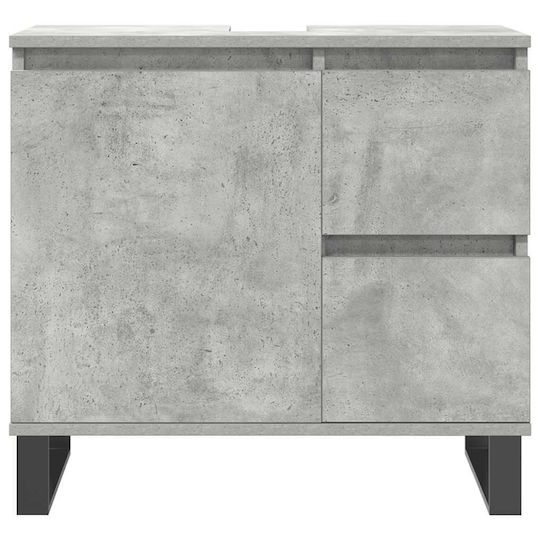 vidaXL Waschtisch mit Waschbecken L30xB60xH33cm Grey Concrete