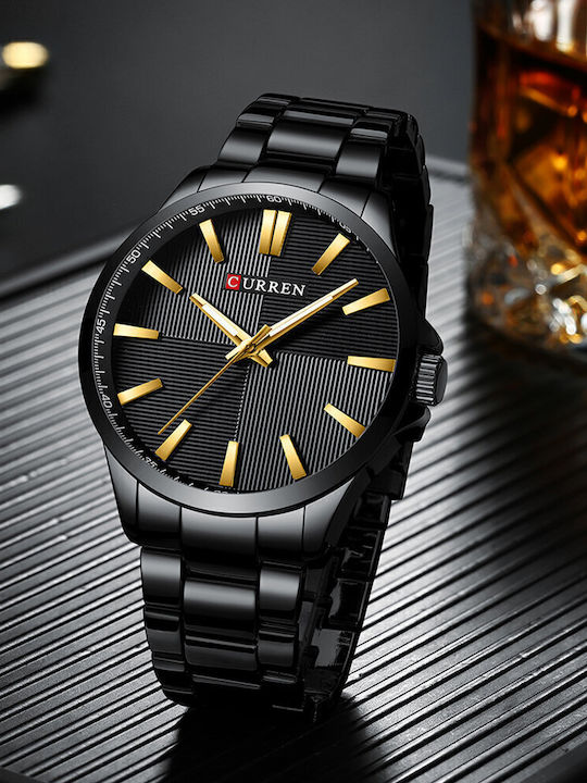 Curren Herrenuhr Batterie mit Schwarz Metallarmband