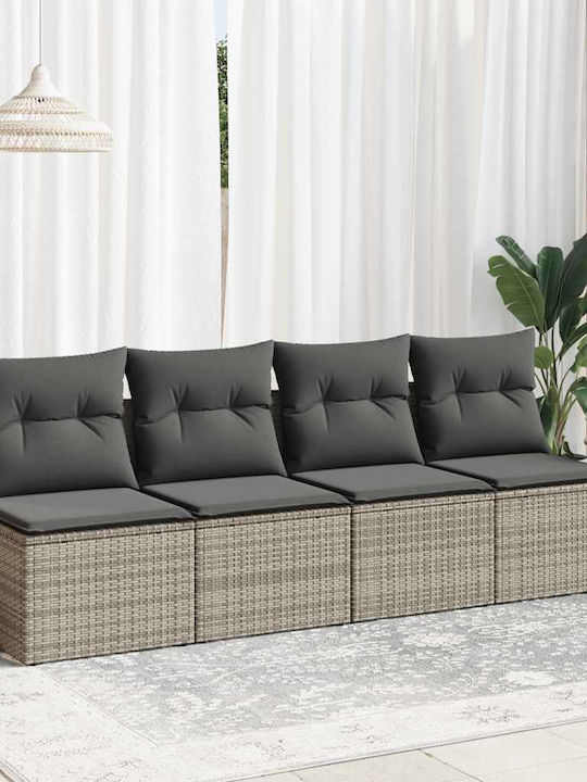 Two-Seater Outdoor Rattan Sofa With Cushions 55x55x69cm