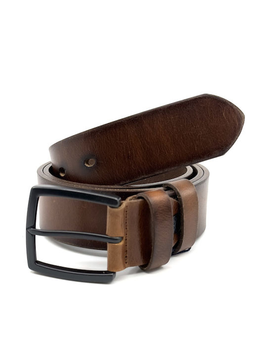 Breit Herren Gürtel Leder Tabac Braun