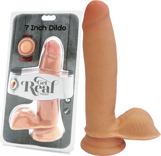 ToyJoy Get Real Dual Density Dildo with Balls Ρεαλιστικό Dildo με Όρχεις και Βεντούζα Flesh 18cm