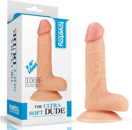 Lovetoy Ultra Soft Dude Ρεαλιστικό Dildo με Όρχεις και Βεντούζα Flesh 22cm