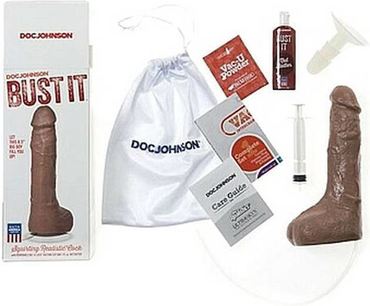 Doc Johnson Bust It Ρεαλιστικό Dildo με Βεντούζα και Δυνατότητα Εκσπερμάτωσης Καφέ 22cm