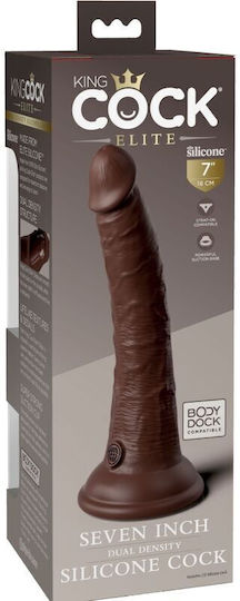 King Cock Dual Density Ρεαλιστικό Dildo με Βεντούζα Καφέ 18cm