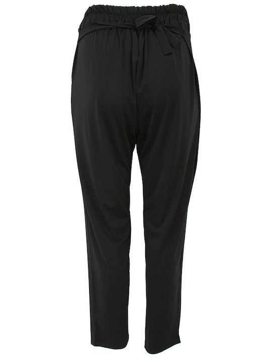 Didone Women's High-waisted Fabric Trousers with Elastic Black