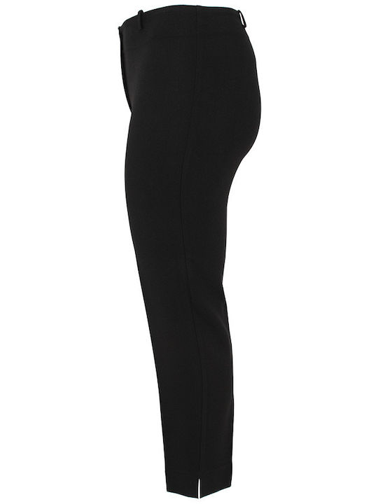 Women's High-waisted Fabric Trousers Slim Fit Black