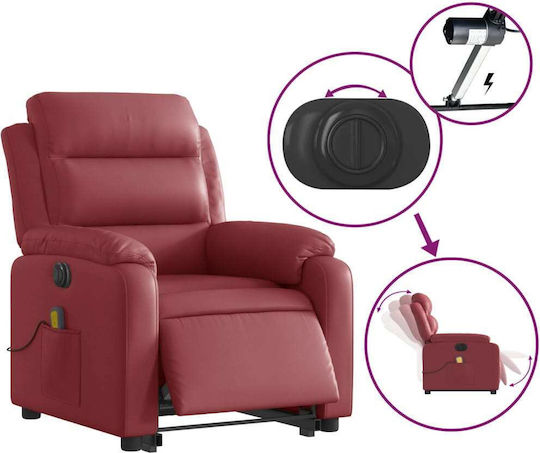 Relaxsessel Friseurwaschbecken mit Fußhocker aus Kunstleder Bordeaux 75x92.5x100cm