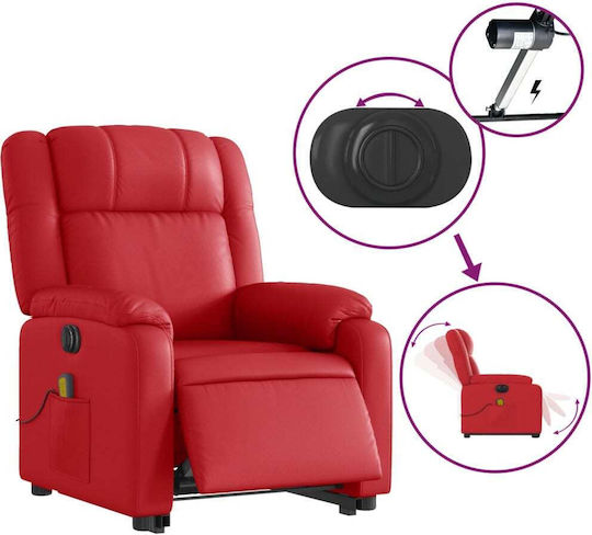 Relaxsessel Friseurwaschbecken mit Fußhocker aus Kunstleder Red 77x95x99cm