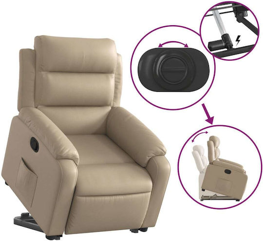 Relax Armchair with Footstool from Leatherette Cappuccino 75x92.5x100cm